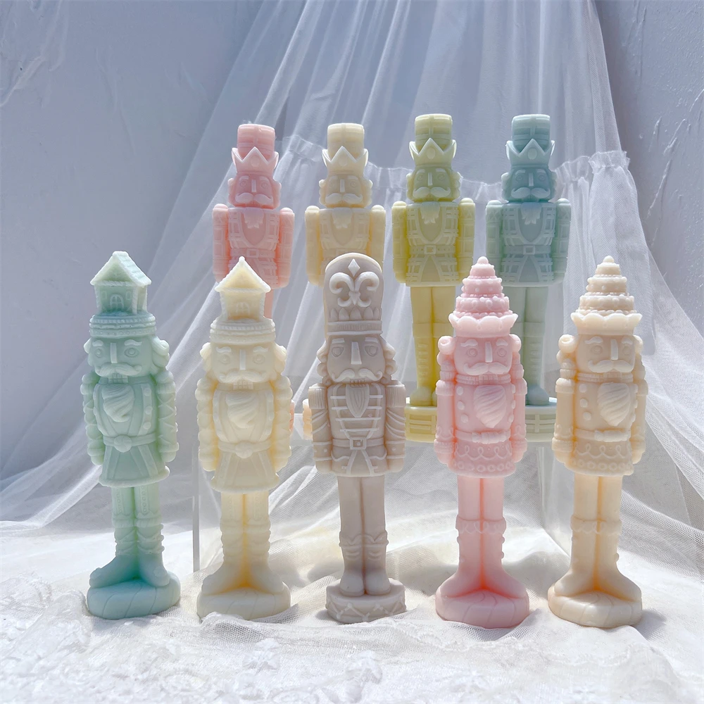 

4 Designs to Choose Classic Nutcracker Silicone Mold Traditional Nussknack Figures Candle Mold for Christmas Holiday Decorations