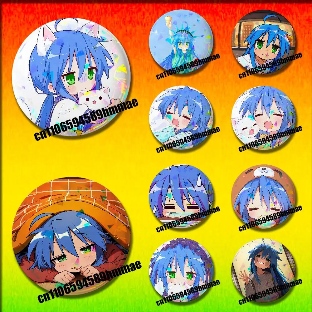 

For Konata Izumi Lucky Star Emblem Round Pins Insignia Badge Cover Ornament 75mm Cosplay Brooch Button