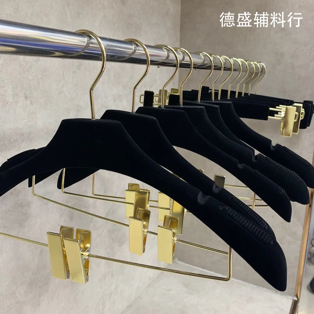 Spot Flocking Hanger Non-Slip Non-Drum Bag Hanger Plastic Non-Marking Pants Rack Trouser Press Black