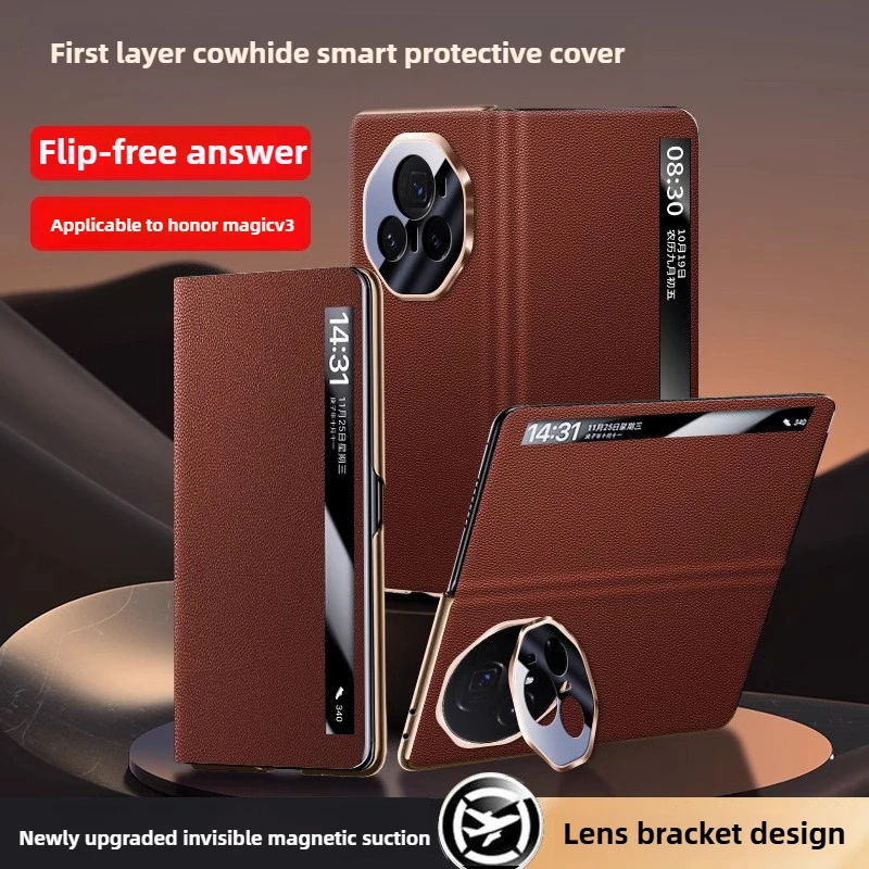 

Luxurious folding screen genuine leather for Honor Magic V3 Case all-inclusive new lens holder cover for Honor magic v3