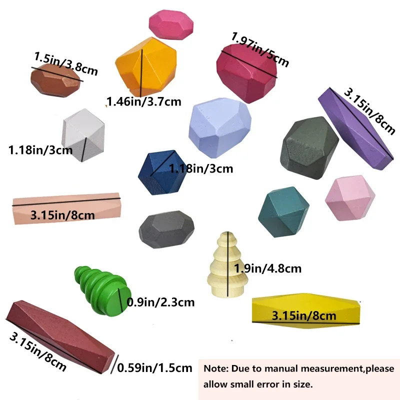 ألعاب خشبية ألعاب التراص الصخور اللبنات الملونة الأحجار الخشبية الصلبة مرحلة ما قبل المدرسة التعليمية للأطفال الصغار