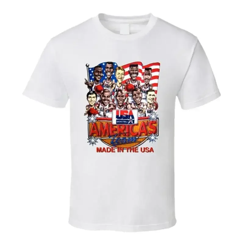 Usa Dream Team 1992 Basketball Caricature T Shirt White