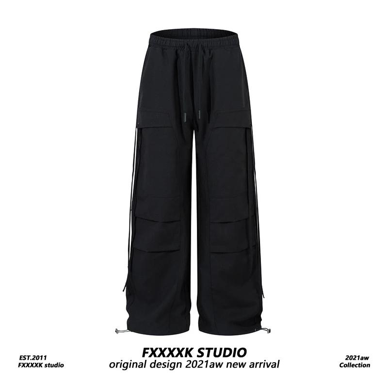 

FXK Original American High Street Multi-ket Work Pants Loose Straight Floor-Length Men's Spring Summer Long Trousers