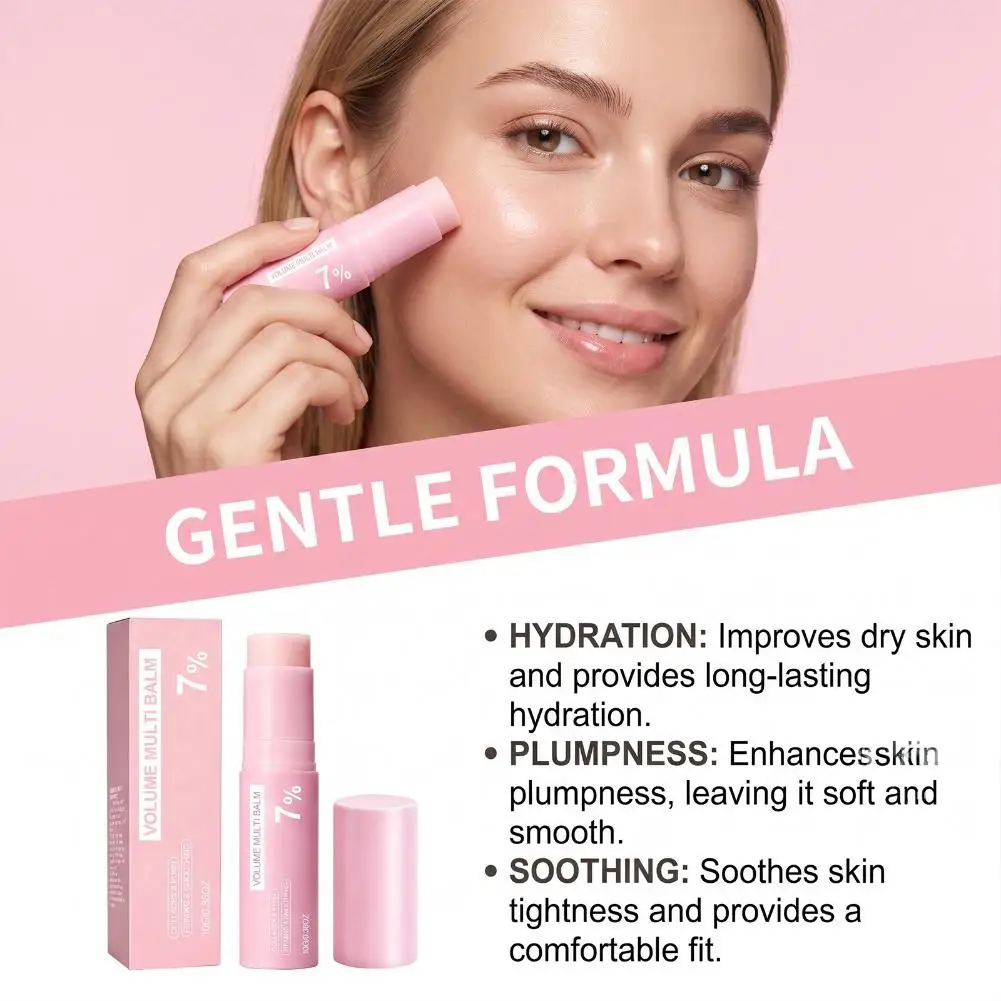 Pink Hydrating Skin Balm Stick, Lightweight Moisturizer for Face, Lip and Eye Area with Gentle Dry Spot Care for Everyday Use