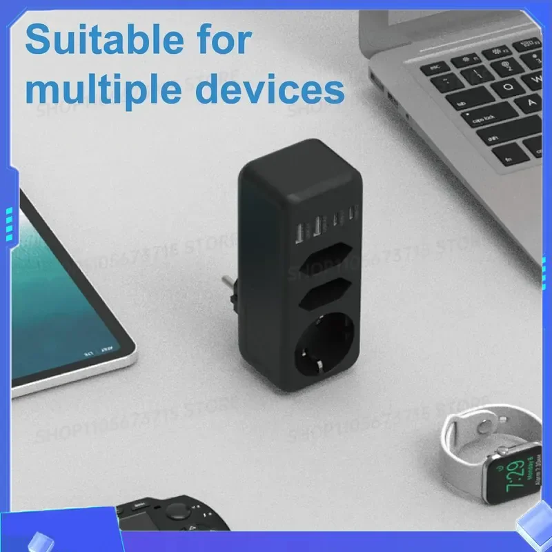 for 7 in 1 3500W EU Plug Power Strip with 3 AC Outlets 4 USB 17W Fast Charging Socket 7 Safety System Surge Protection