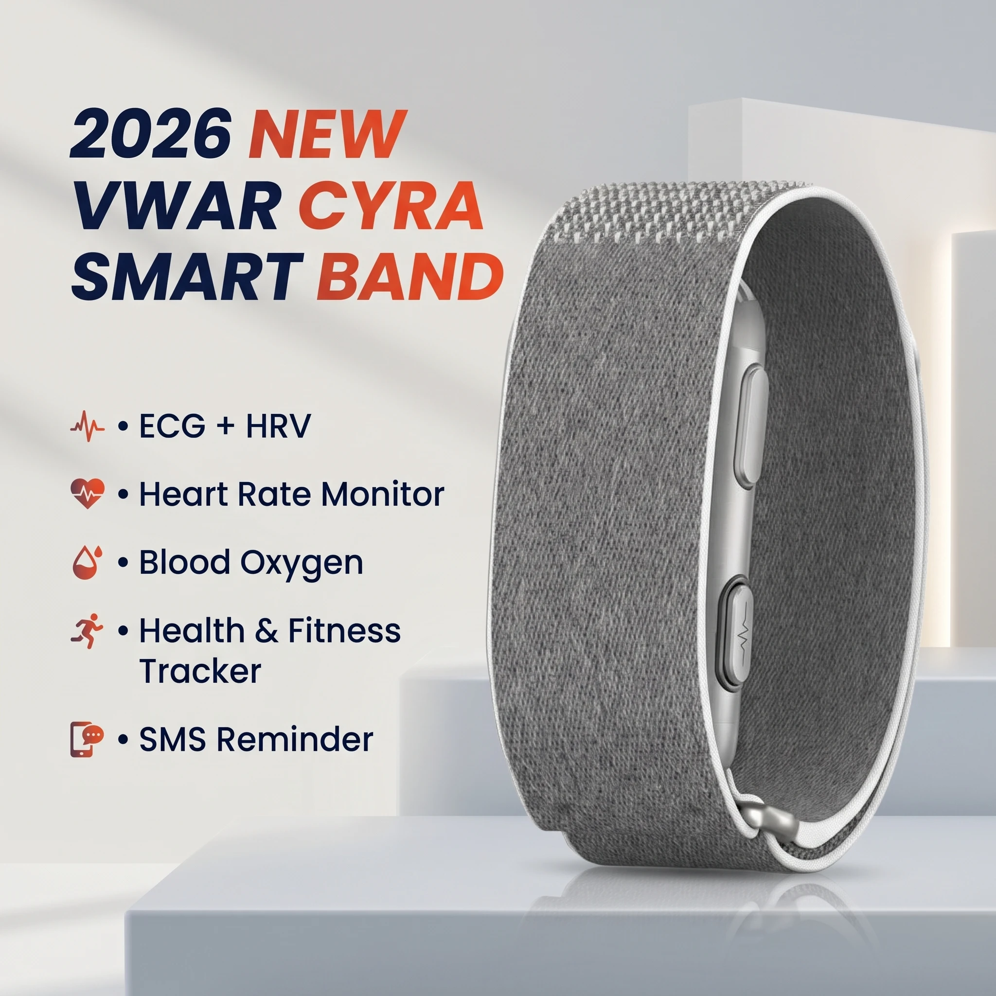 2026 New VWAR CYRA ECG Smart Band Heart Rate Blood Pressure Monitor Ultra-Light Fitness Tracker SMS Reminder Smartband Men Women