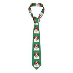 Mens Tie Slim Skinny Saint Bernard Dog Necktie Fashion Free Style Tie for Party Wedding