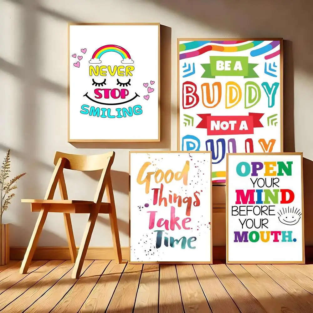 Positive Kid Classroom Wall Picture Poster Matte Self-Adhesive Wall Art Print Living Room Bedroom Home Decor