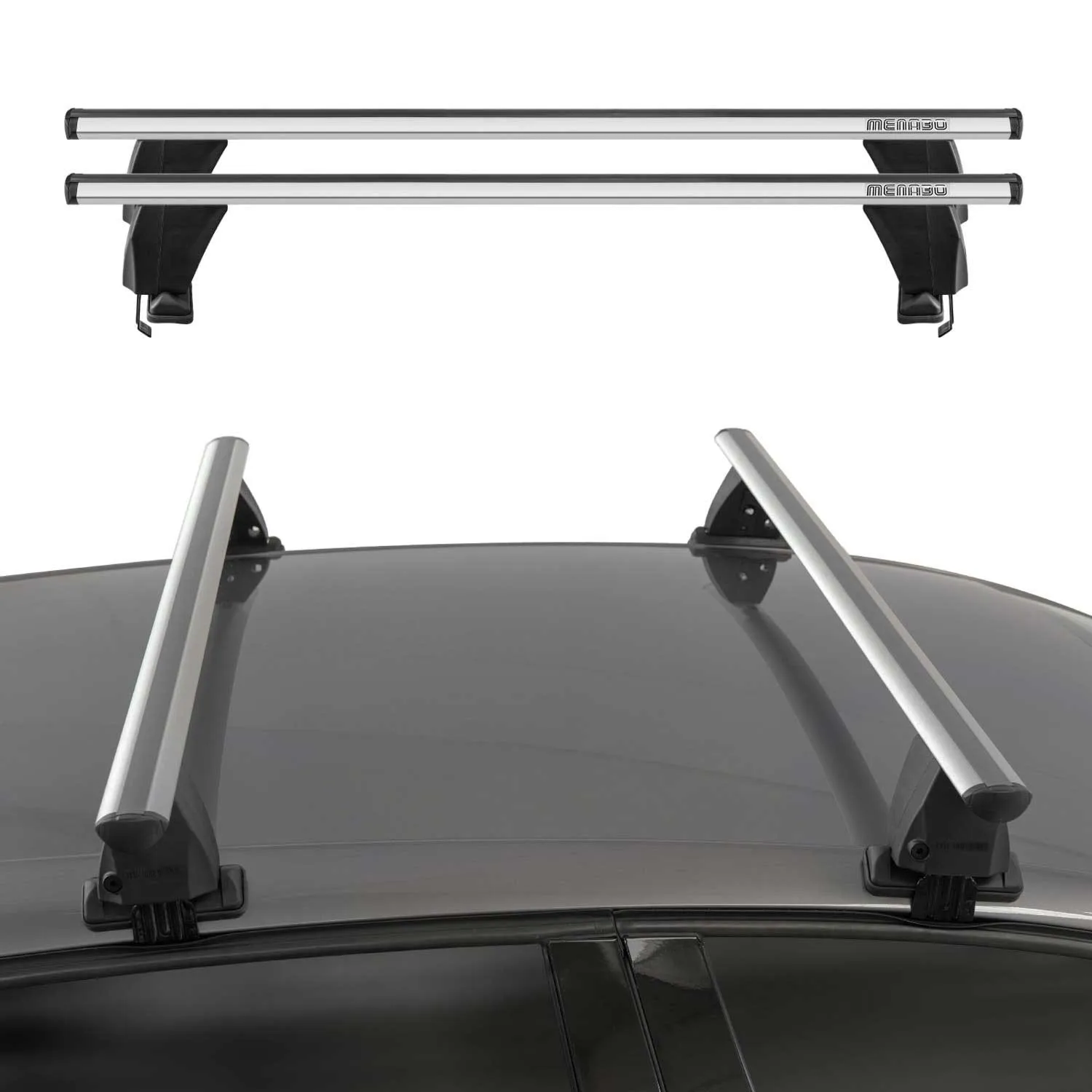 For VW Passat B6 2006-2010 Sedan, Roof Rack Cross Bars Set - 2Pcs Gray Aluminum view 3