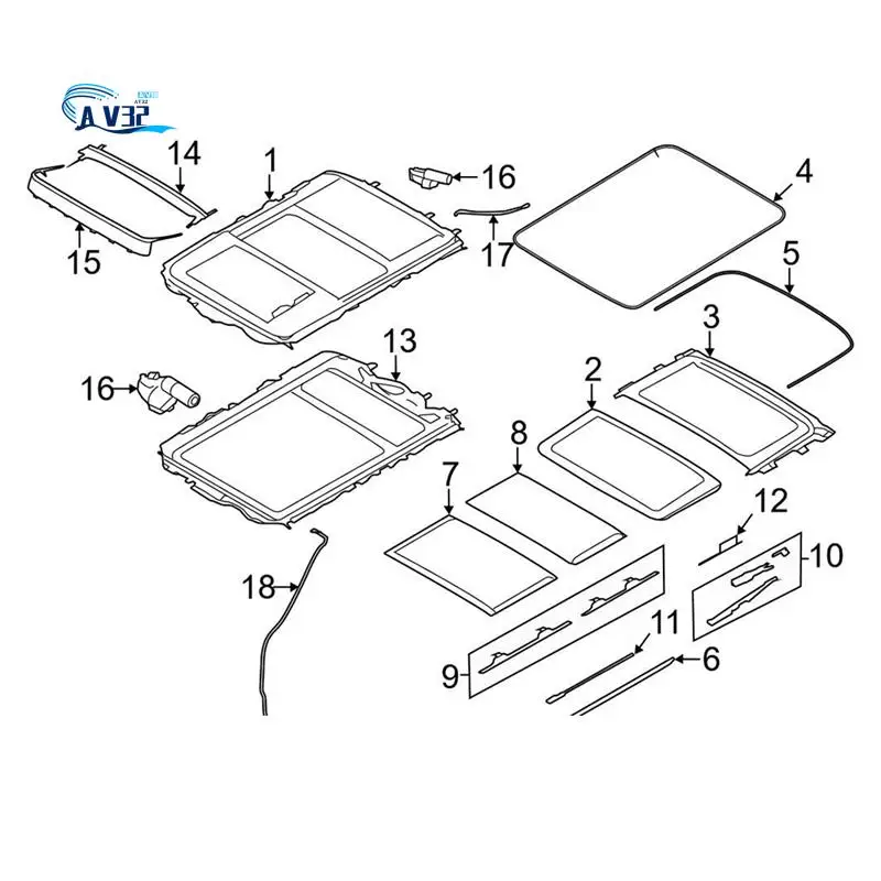 

AV32-4Pcs Front Sunroof Guide Rail Slide 54 10 2993888 For BMW E84 X1 2009-2015 Sunroof Curtain Sliding Bracket