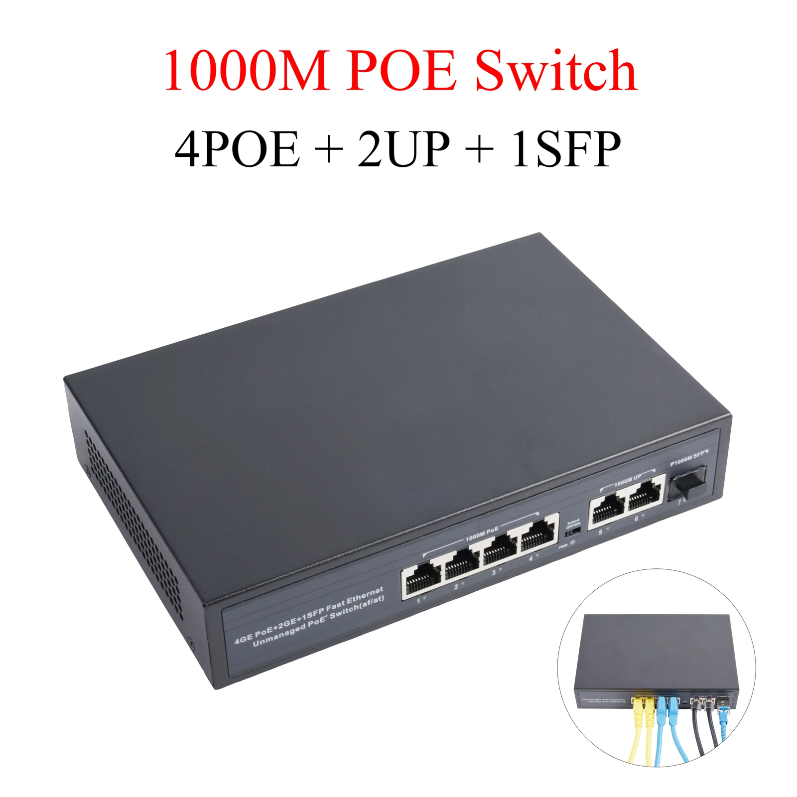 POE Switch 100/1000Mbps Standard 4 Ports + 2 Uplink Ports + 1 SFP Port Ethernet Switch For IP Camera Wireless AP With SFP Module