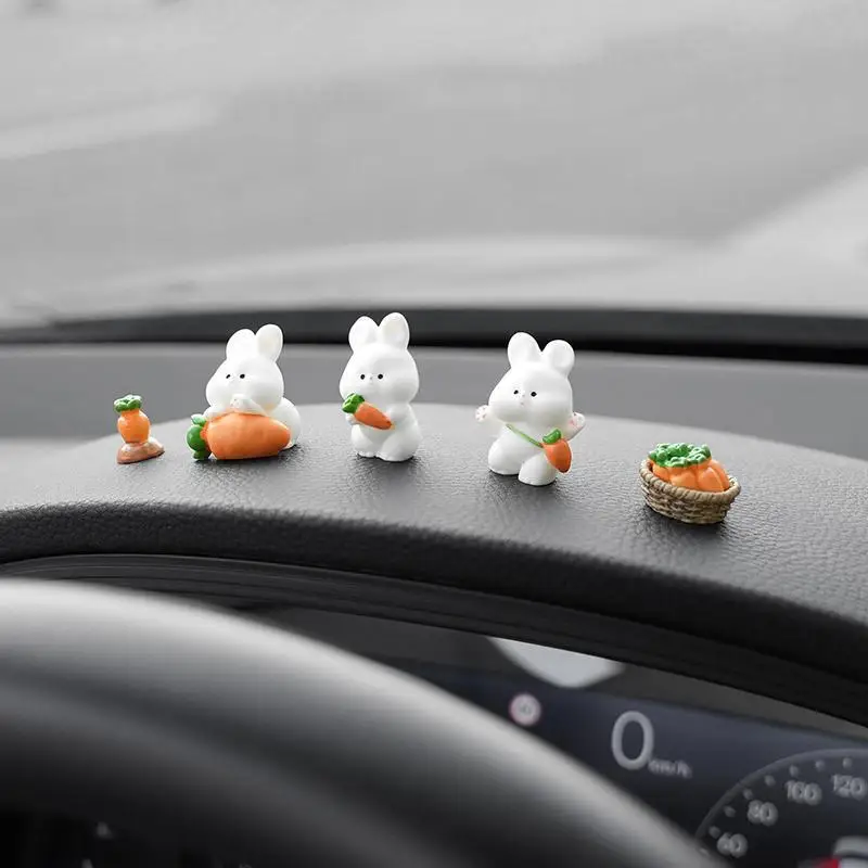 Cartoon Rabbit Car Interior Ornament 8 Pcs Center Console Display Screen Decor Gift for New Car Owners