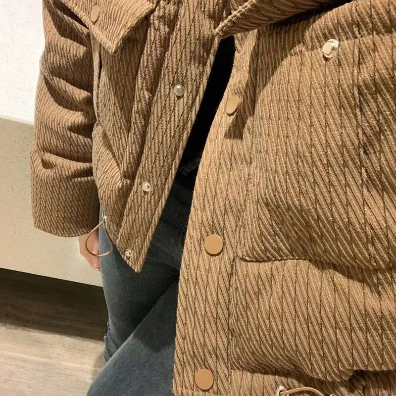 Fashion Short Style Solid Color 2025 Winter New Breadms Women's Jackets Stand Up Collar Simple Down Cotton Jacket Trendy