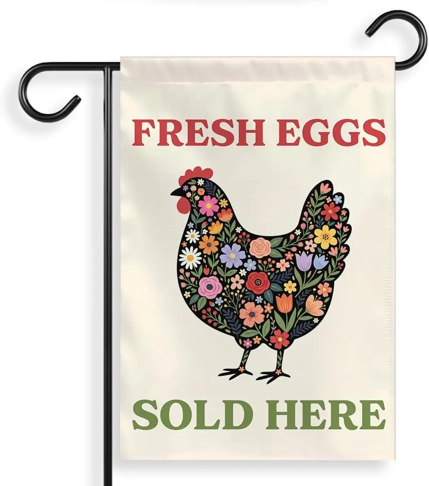 [12X18] Farm Fresh Eggs Sold Here Garden Flag Spring Summer Yard Outdoor Farmhouse Lawn Decoration Flag Fresh Eggs SOLD HERE yyi