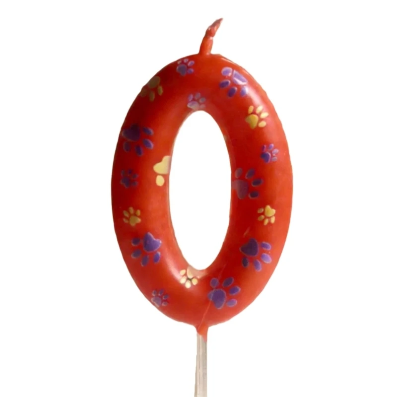F68E Pet Theme Number with Dog Paws Print For Festives Birthday Cake Decoration