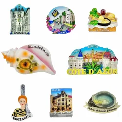 French Fridge Magnets, Bordeaux Grand Bell Gate, Chaina, Guadeloupe, Cote d'Azur, Perigoux Stone Town Tourist Souvenirs 3d