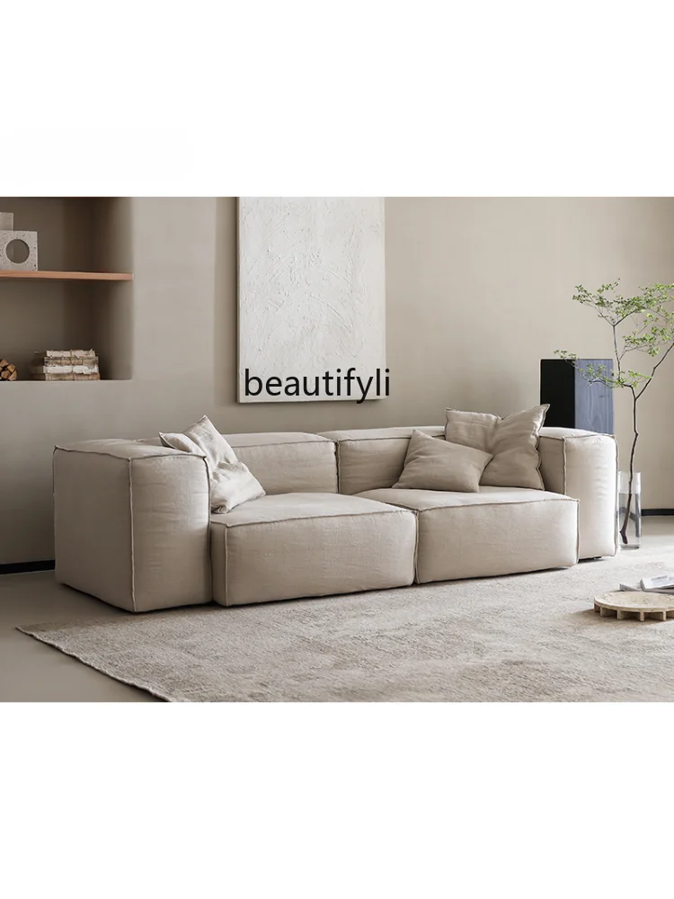 Sofa Living Room Modern Simple Small Apartment Fabric Sofa Silent Wind Straight Row Tofu Block Three-Seat Sofa home furniture