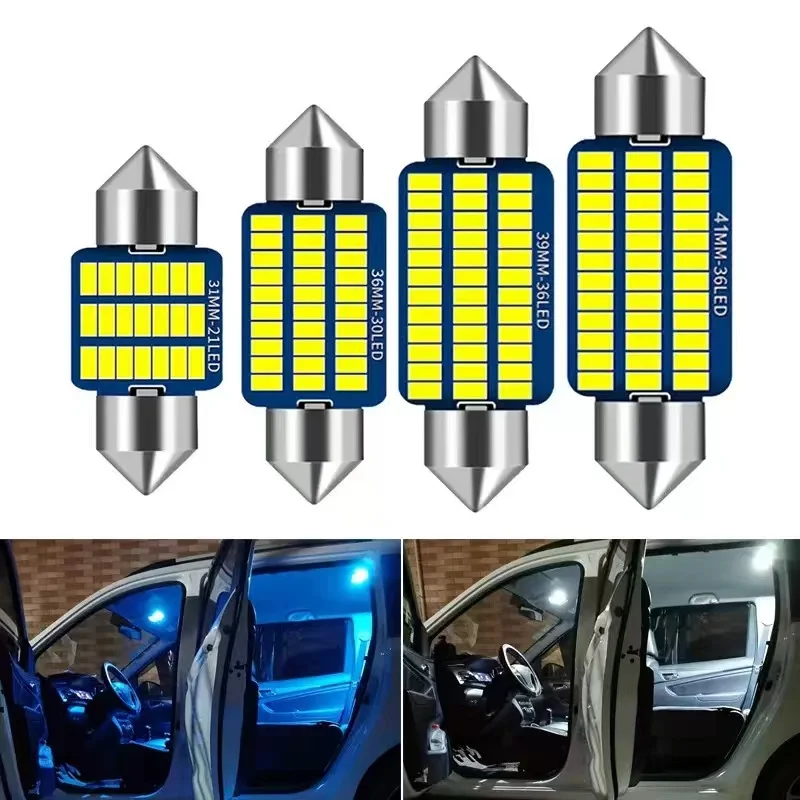 2PCS Canbus Error Free LED Dome Light, 4014 Chips with Wide Fit 31-41MM - Perfect Plug & Play Replacement for C5W C10W Reading L