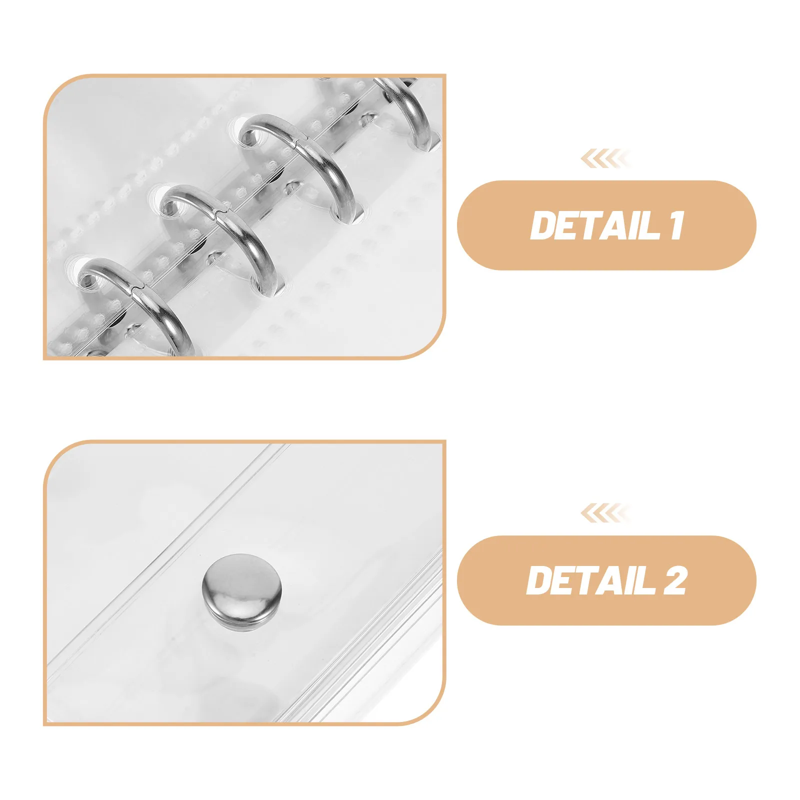1Set A7 Binder Mini Planner Clear PVC Cover Snap Closure Refillable Loose Leaf Wallet Size Round Ring Notebook Pocket Organizer