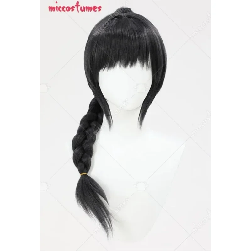 Miccostumes 여성용 섀도우하트 코스프레 롱 블랙 포니테일 가발 ir;l5