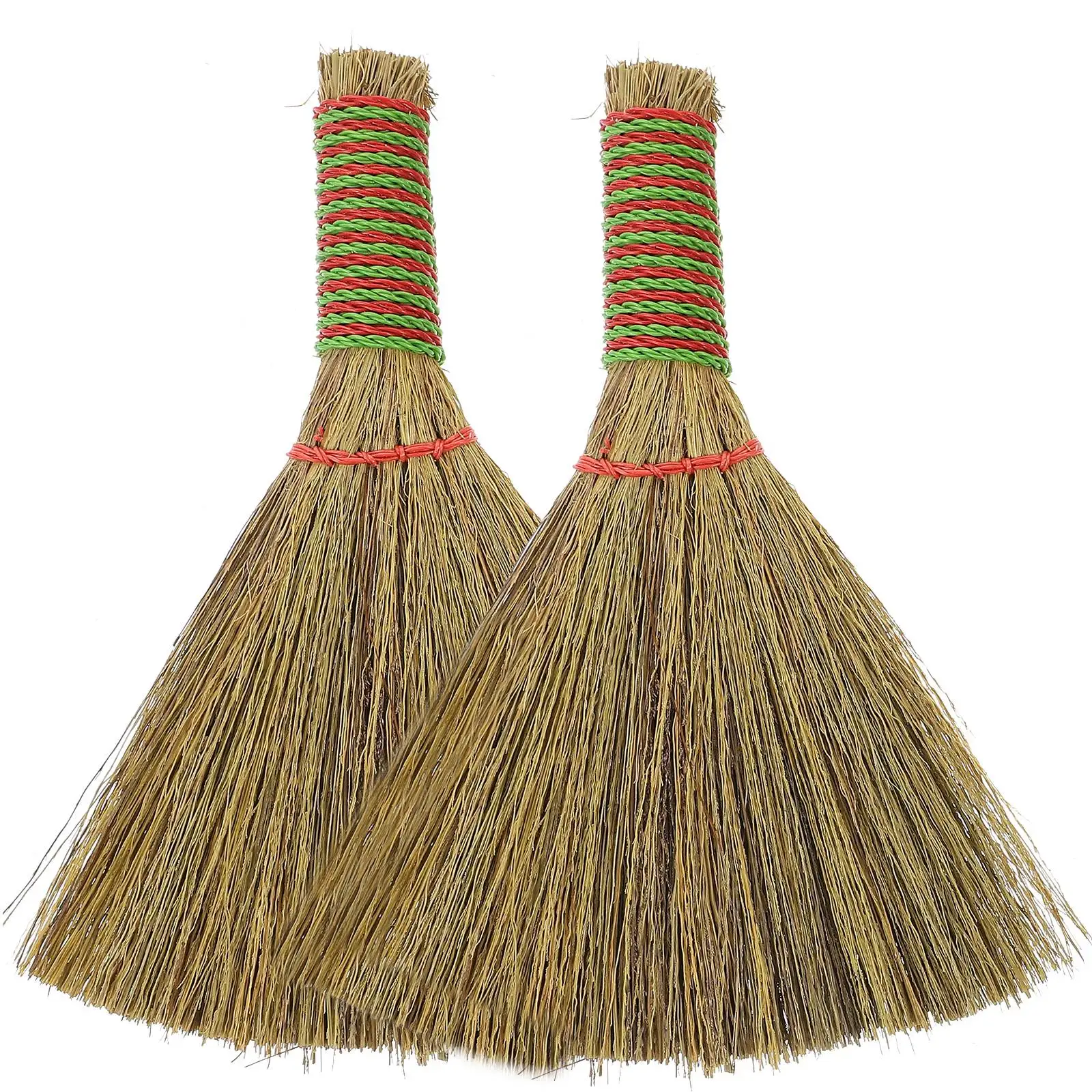 2 Pcs Desktop Broom Duster Mini Hand Broom Ergonomic Handle Dusting Brush Miscanthus Home Office Use Wear Resistant Long Lasting