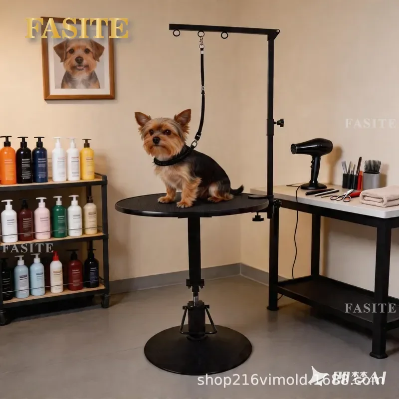 For Pet Grooming Table Hydraulic Lifting Rotating Round Dog Cat Trimming Stand Adjustable Height Non Slip Surface