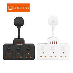 Power Strip UK AC Plug Wall Mounted Independent Switch Multitap Network Filter With USB Ports C Charging Network Filter Adapter