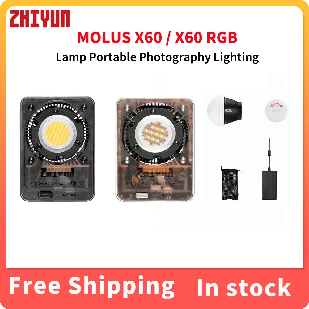 ZHIYUN MOLUS X60 X60RGB RGB 60W COB Luce video LED Luci tascabili Lampada di riempimento esterna portatile Illuminazione fotografica