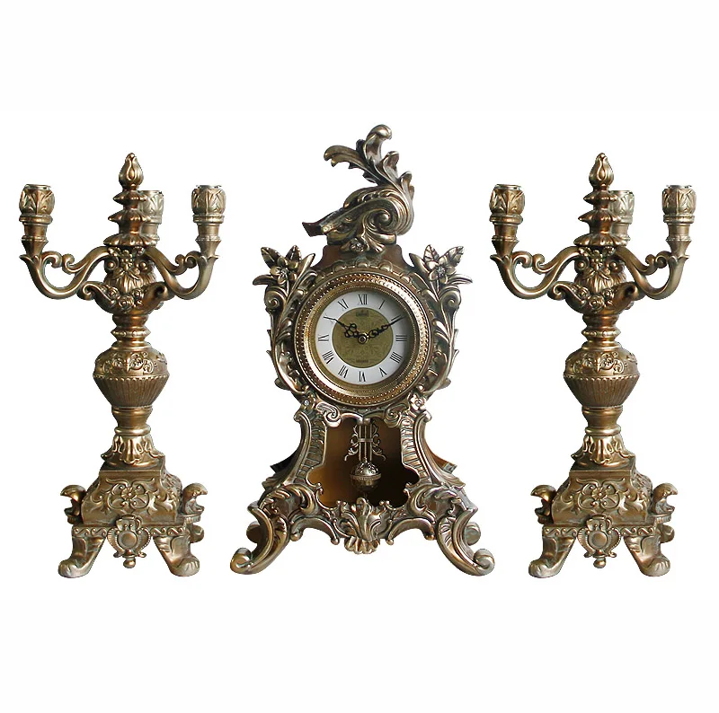 Candelabro antiguo con soporte para reloj francés Z607-98