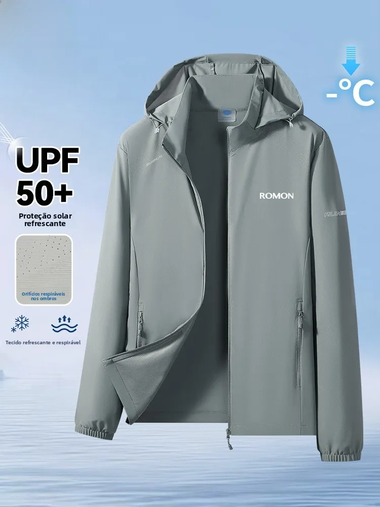 romon-new-ice-silk-men's-summer-thin-breathable-uv-protection-fishing-outdoor-jacket-lightweight-polyester-spandex-zipper-clo