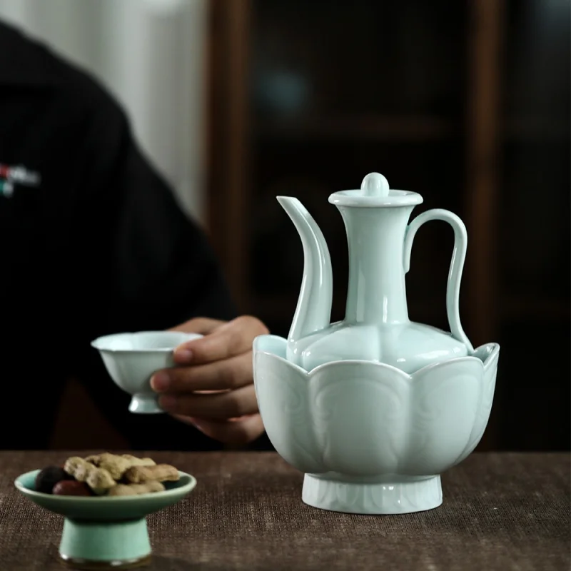 Jingdezhen Wine-Warmer Old-Fashioned Home Liquor Fair Mug Wine-Heating Pot Warming Vessel for Wine White Rice Wine Porcelain Win