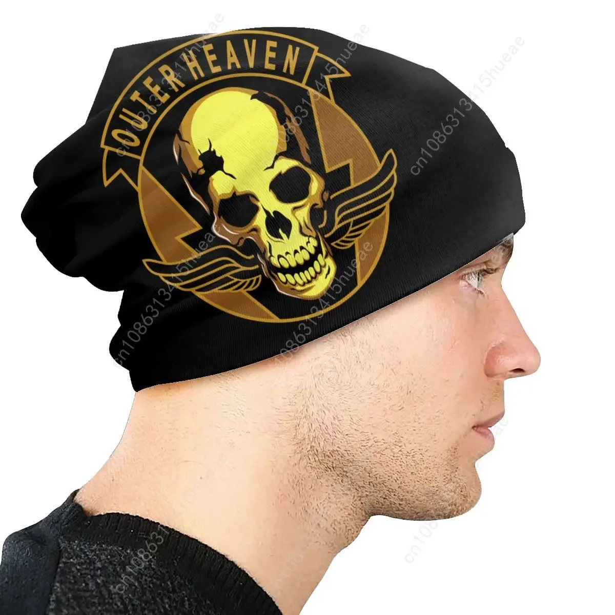 Metal Gear Solid Outer Heaven Slouchy Beanie Men Women Winter Warm Skullies Beanies Hat Adult Video Game Knitting Bonnet Cap