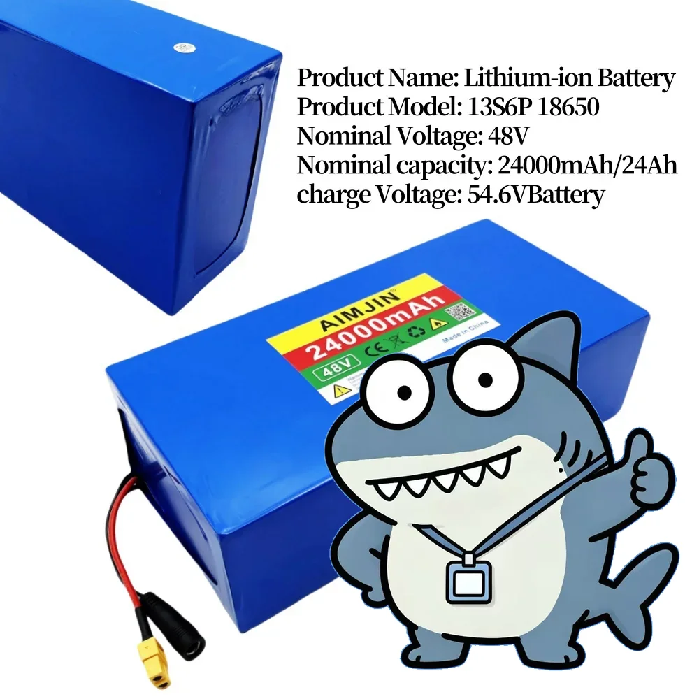 🔥 48V 24000mAh 13S6P li-ion battery pack 48V 24AH 18650 1500W electric, scooter and bicycle battery, built-in 50A BMS+charger💎