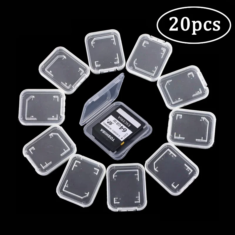 20/10/1pcs SD Memory Card Storage Box Transparent Plastic TF Sim Card Storage Case Holder SDHC MMC XD CF Card Protective Cover