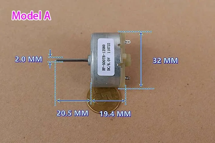 RF-500TB-12560/ RC500-KW/16260 DC 6V-12V Micro 32mm Diameter Round Motor Long Shaft Engine for Sweeping Robot/ Vacuum Cleaner