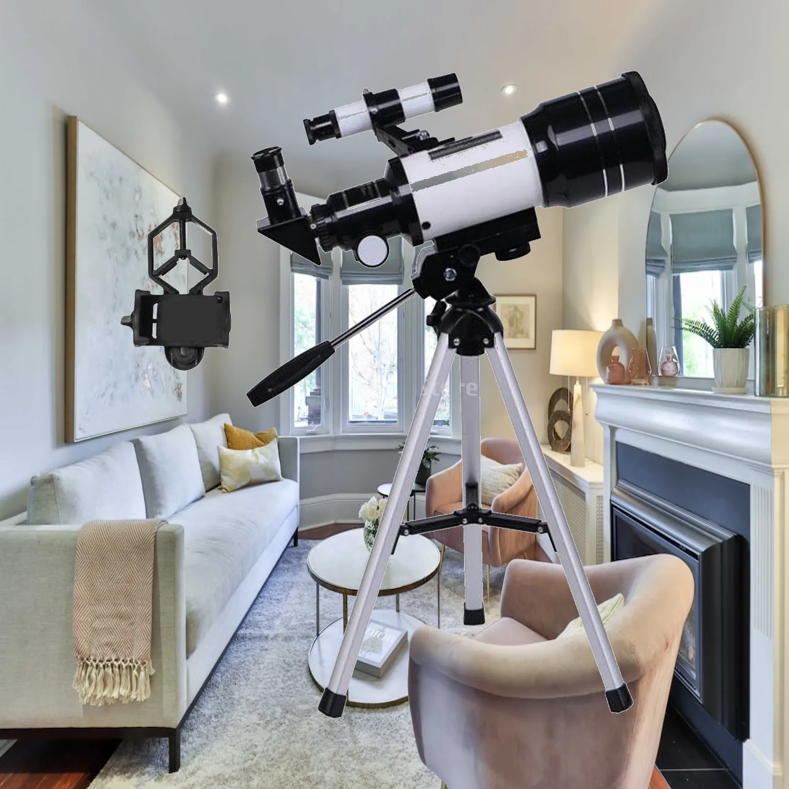 Portable Astronomy Refractor Telescope High Performance 150X Zoom with Eyepiece Adapter for Kids Exploring Space and Planets