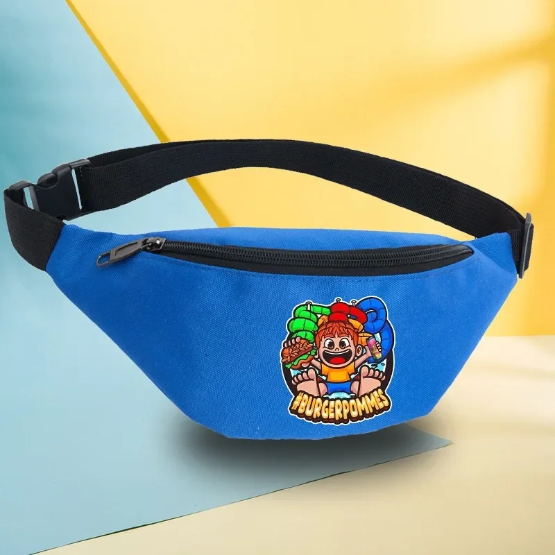 

New Burgerpommes Icrimax Pockets Cartoon Anime Graphic Print Cute Crossbody Bags Portable Large Capacity Travel Chest Bag Gifts