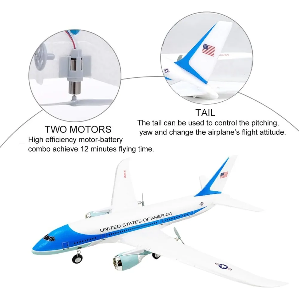 Avión Dreamliner RC 787 de 3 canales de 2,4 GHz - Avión interior/exterior radiocontrolado para niños y principiantes