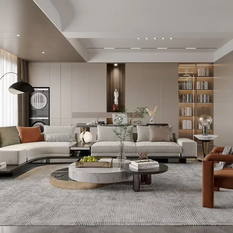 Customizable, modular, durable, contemporary sofa wall bookcase display cases for living room and dining area furniture