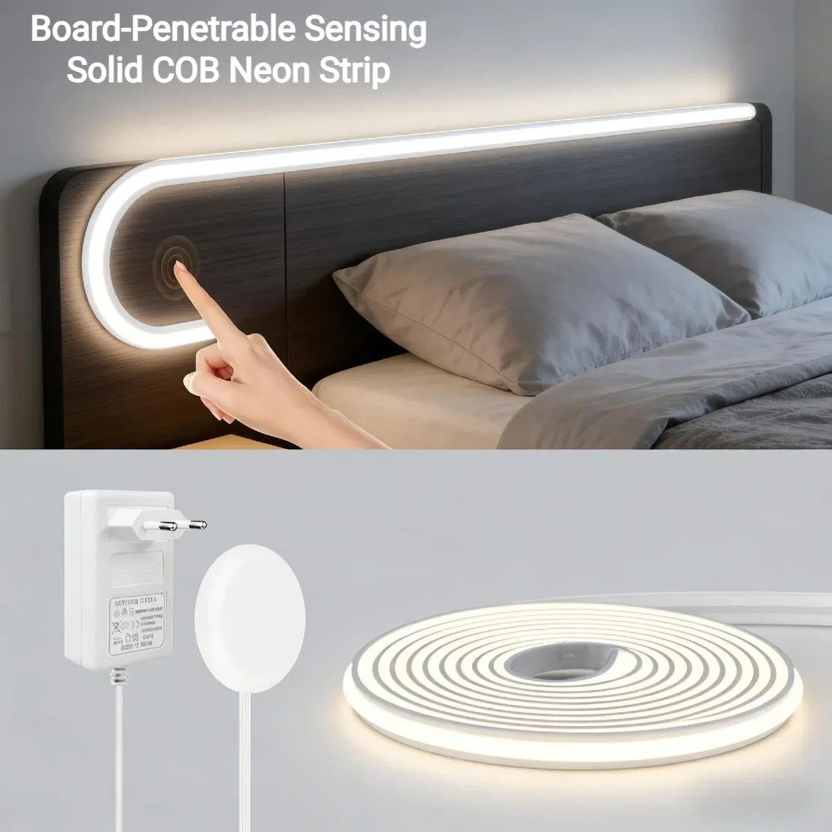 Solid Silicone COB Neon Light Strip IP65 Waterproof With Dimmable Touch /Hand Sweep Sensor Switch ,DC24V for Bedroom /Kitchen