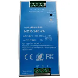 Ultra Thin NDR-240-24 AC 100V-240V TO DC 24V 10A DIN Rail Switching Power Supply For Industrial Control Drive Electric Cabinet