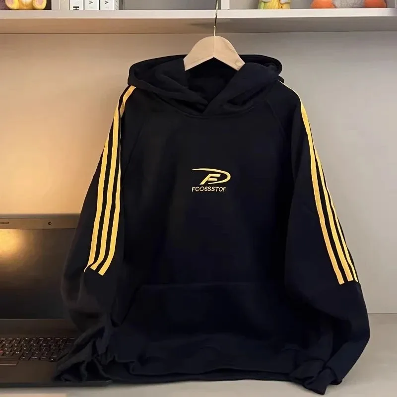 

American Heavily Embroidered Letters Plus Velvet Thickened Sweatshirt Women Autumn Winter Trendy Brand Loose Top Hoodie Jacket