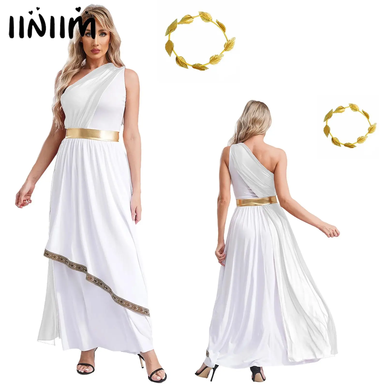 

Women's Ancient Greek Roman Princess Toga Costume Halloween Cos Costume Tunic Chiffon Overlay Dress Praise Dance Dress Two Piece