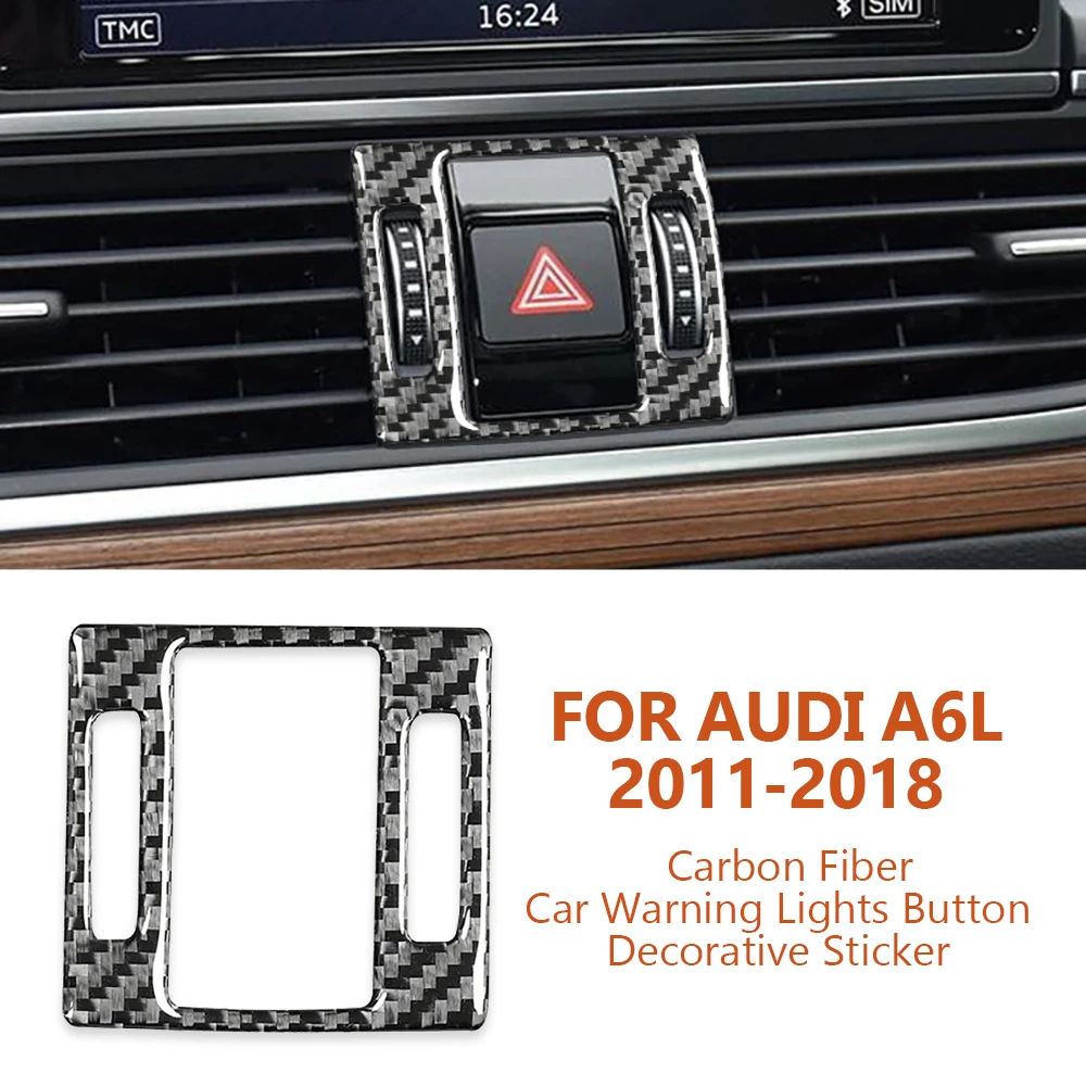 

For Audi A6-C7 A6L 2011-2018 Anti-scratch Carbon Fiber Car Warning Lights Button Decorative Sticker Auto Interior Accessoriess