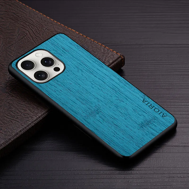 Case for Apple iPhone 16 Plus Pro Max 5G funda bamboo wood pattern Leather new phone cover Luxury coque for iPhone 16 Pro Max