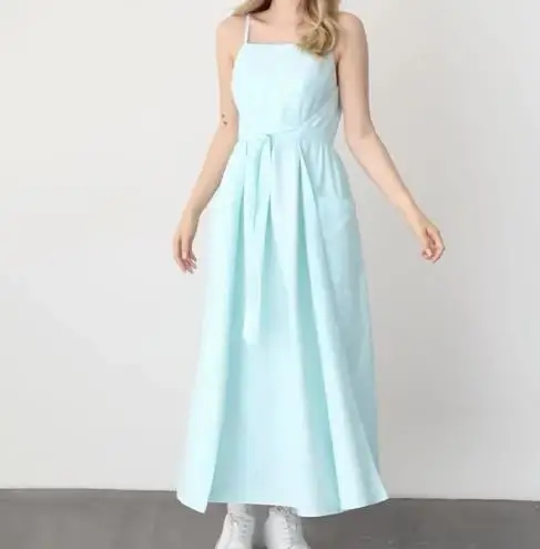 

Summer Camisole Square Collar Temperament Cinched Waist Slimming Strap Dress for Women Elegant Casual Strap Pocket Strap Dress