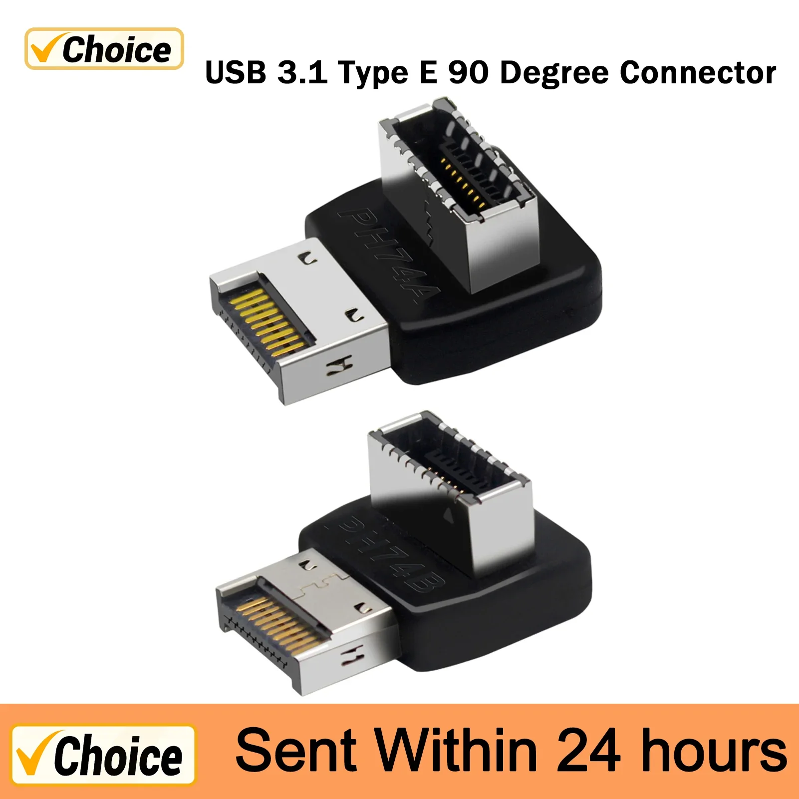 USB Connector Adapter USB3.1 Type-E 90 Degree Converter Adapter Case Front Type C Socket Desktop Computer Motherboard Connector