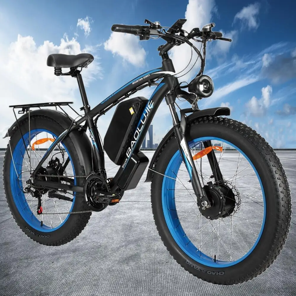 

Electric Motorcycles Bike For Adults 26" Fat Tire Mountain Ebike 1500W+1500W Motor 48V/52V 23AH/32AH Battery Electric Bicycle