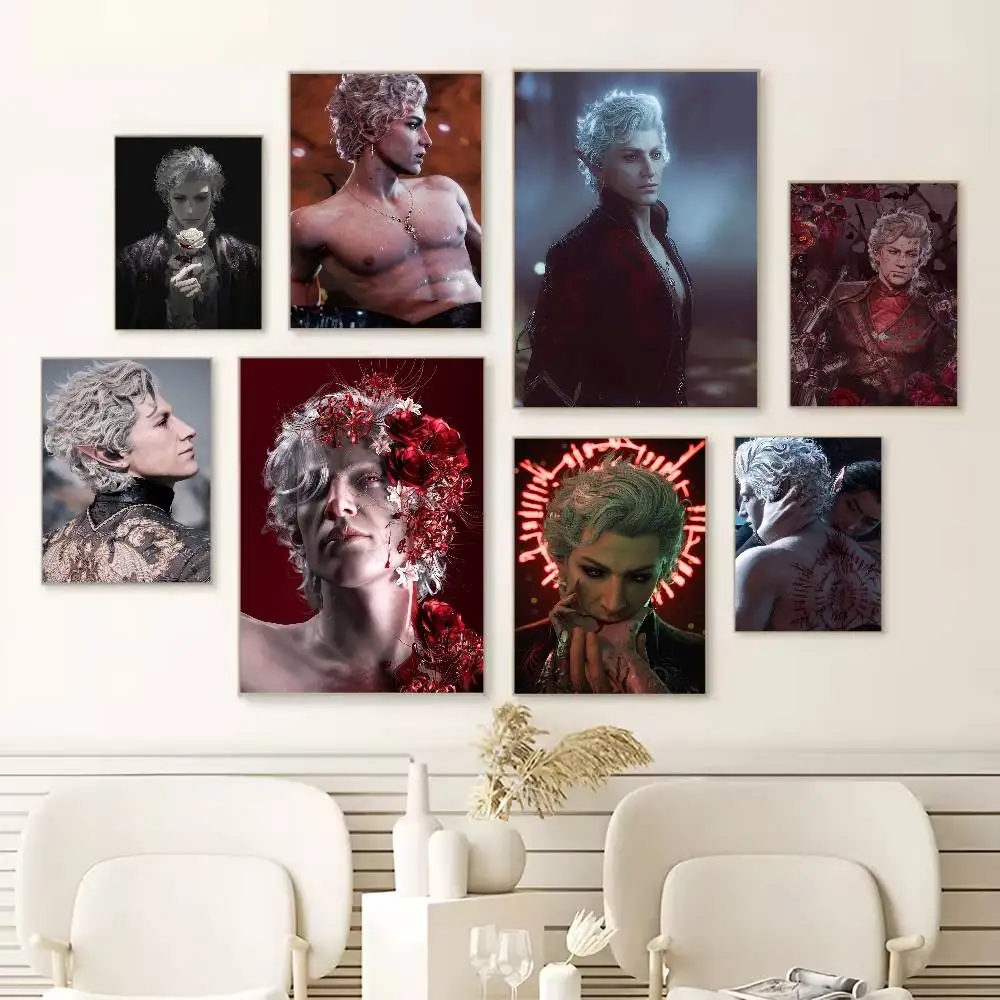 B-Baldurs A-Astarion Gate Poster Versatile HD Waterproof Wall Art Self-Adhesive Decor for Any Space Ideal Gift