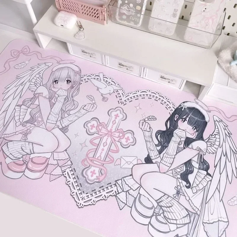 

New Ins Cute Two Yuan Animation Girl Mouse Pad Non-slip Waterproof Dirty Thick Business Office Computer Desk Mat Universal